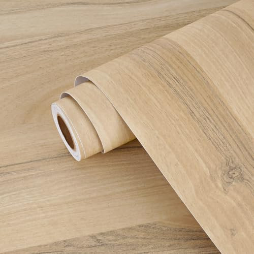 Yullpaper Rouleau Adhesif Pour Meuble Papier Peint Bois Beige Film Autocollant Revetement Adhesif Meuble Pour Plan De Travail Cuisine Bois Beige Papier Peint Vinyle Pour Chambre 40 x 200cm