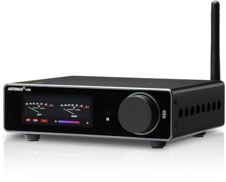AIYIMA A80 Amplificateur de Puissance DAC avec PFFB TPA3255D2 Stéréo HiFi 2.0 canaux Classe D Bluetooth Amp 300Wx2 ESS9038Q2M Décodeur ampli de Bureau avec entrée PC-USB Optique coaxiale TRS RCA
