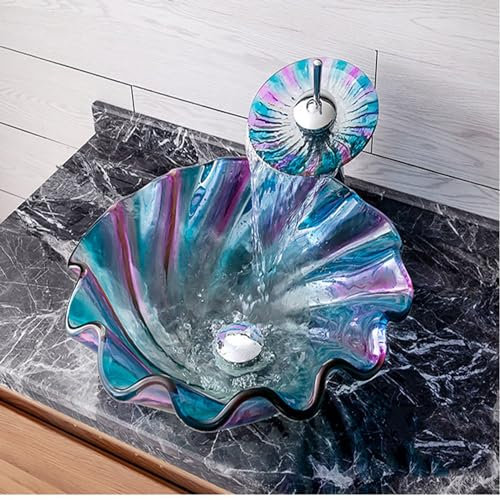 Aioneer Bathroom Counter Basin Tempered Glass Material Strong And Durable Household Glass Art Bathroom Washbasin-A