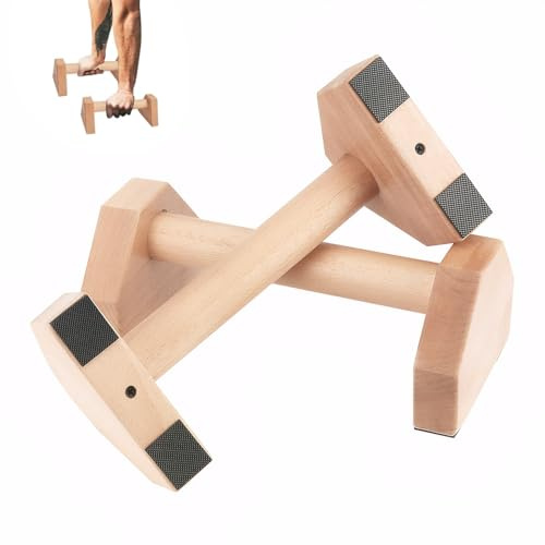 Push Up Handles,Solid Wood Parallettes,Push Up Bar with Non-slip Mat,Parallettes Bars,Calisthenics Equipment,Handstand Blocks for Handstands,Planche Dips,Calisthenics,Strength Training