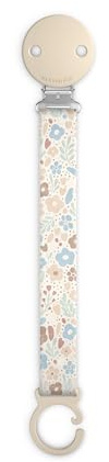 Suavinex, Portaciuccio in tessuto per neonati, Nastro con disegno double-face, Catenella per ciuccio, Clip con fermaglio, per ciucci con anello. +0 mesi, adatto ai neonati, Wonder Fiori Beige