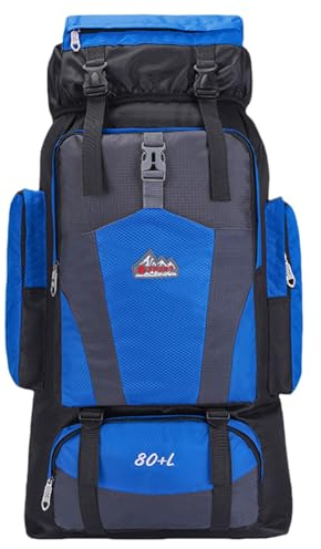 Zaino da trekking leggero da 80 l, piccolo zaino da trekking, zaino per donna, uomo, viaggi, campeggio, vacanze, zaini per bambini, asilo con nome, Blu, A, Zaino daypack