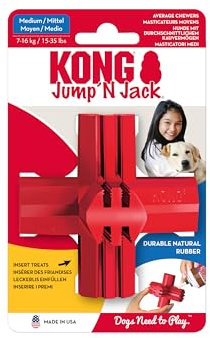 KONG Jump'N Jack - Dog Toy for Chewing & Dental Health - Made of Natural Rubber - For Medium Dogs