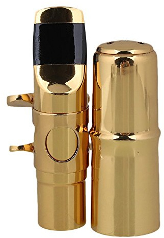Yibuy #7 Golden Brass B-flat Soprano Saxophone Mouthpiece with Ligature Reed
