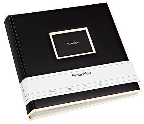 Semikolon 351099 Jumbo Album - 30x30 cm, 100 Seiten cremefarben, für 10x15 Fotos, mit Pergaminpapier - black schwarz