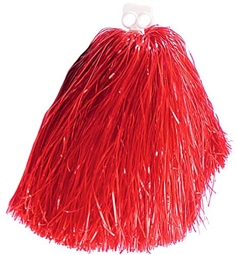 Amakando EIN Pom Pom Cheerleader Pompon rot Cheer Leader Pompom Puschel Pon Pon Bommel Pom Pon Wedel Party Tanzwedel