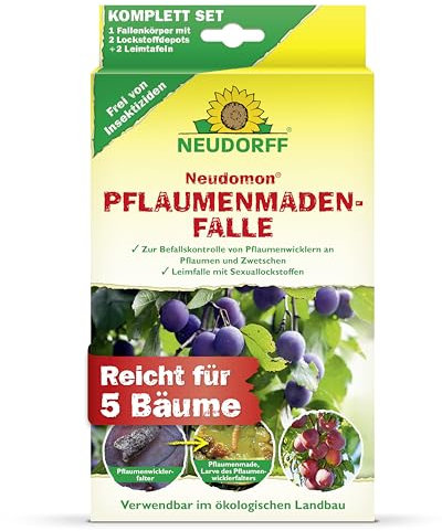 Neudorff Neudomon PflaumenmadenFalle – Nachfüllbare Falle mit Speziallockstoff gegen Pflaumenwickler schützt Pflaumen & Zwetschen vor Madenbefall, 1 Set
