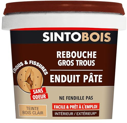SINTO Holzkitt für große Löcher und Risse Heller Holzton - 500 g - Einfach und gebrauchsfertig - Hervorragende Haftung - Schnelltrocknend - Bildet keine Risse