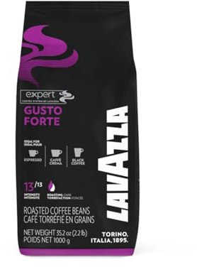 Lavazza Mélange de café de première qualité à grains entiers, goût espresso moyen torréfié Forte 2.2 lb