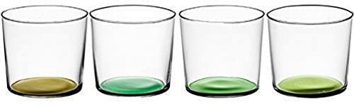 LSA International Coro Tumbler 310 ml Leaf Assorted | Set of 4 | Hand Painted Glassware | CZ18, Green