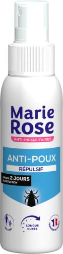MARIE ROSE - Spray Répulsif Anti-Poux - 100 ml - Protection pour Toute la Famille Jusqu'à 2 Jours - Longue Durée - Convient aux Enfants - A partir de 3 ans - Fabriqué en France