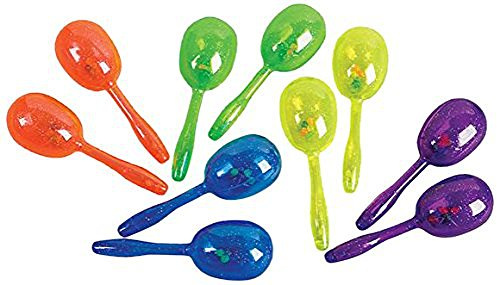 Rhode Island Novelty 5 Inch Glitter Maracas, 12 Sets per Order