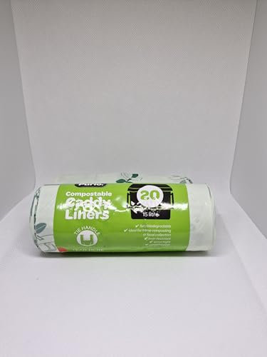 Purio - Sacchetti biodegradabili per rifiuti alimentari, 20 x 15 l, colore: Verde