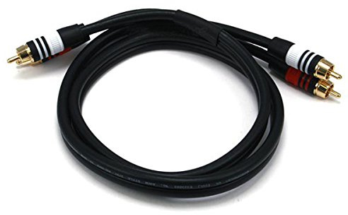 Monoprice Premium Two-Channel Audio Cable - 3 Feet - Black | 2 RCA Plug to 2 RCA Plug 22AWG, Male to Male