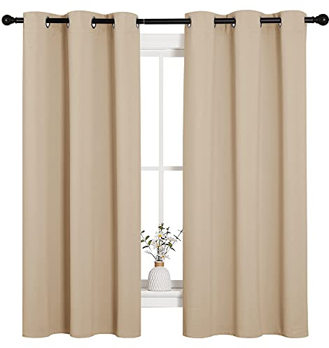 NICETOWN Thermal Insulated Grommet Room Darkening Curtains/Draperies/Panels for Bedroom (2 Panels, W42 x L63 inches, Biscotti Beige)