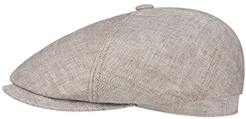 Stetson Brooklin Leinen Schirmmütze Damen Herren Fischgratmuster Ballonmütze Frühjahr Sommer beige XL (60-61 cm)
