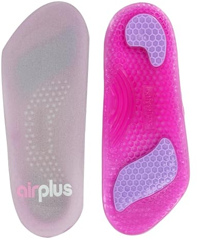 Airplus Plantillas de Gel 3/4 para Mujeres, Comodidad Ligera y Transpirable, Soporte para Talón, Arco y Punta, Se Ajusta a Cualquier Zapato, Ideal para Uso Diario, Rosa, Talla EU 36–43