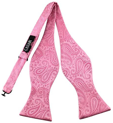 GASSANI Pinke Rosane Paisley Herren-Fliege Offen Z. Selbst-Binden, Ungebundene Offene Anzug-Schleife, Selbst-Binder Verstellbar Z. Ball Oper Gala Fest