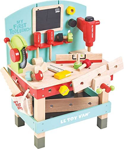 Le Toy Van - Cars & Construction Educational My First Tool Bench Toy Wooden Tool Bench Set For Role Play | Pretend Play Wooden Tools - Suitable For 3 Year Olds And Older