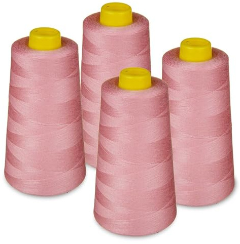 Lialina® Filo da Cucire Overlock 4 Bobine a Cono da 2700m 40S/2 100% Poliestere Colore Rosa pastello Cod. 153