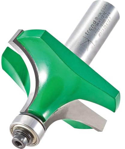 Trend CraftPro Bearing Guided Round Over Router Cutter, 1/2 Inch Shank with 19mm Radius and 25mm Cut Length, Carbide Tipped, C079AX1/2TC