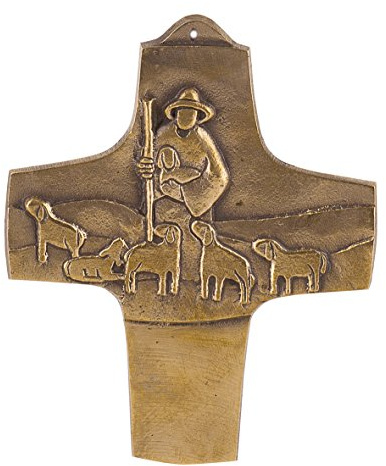 Butzon & Bercker Bronzekreuz „Der Herr ist mein Hirte“ – 9 x 11 cm, Wandkreuz aus Bronze, Psalm 23
