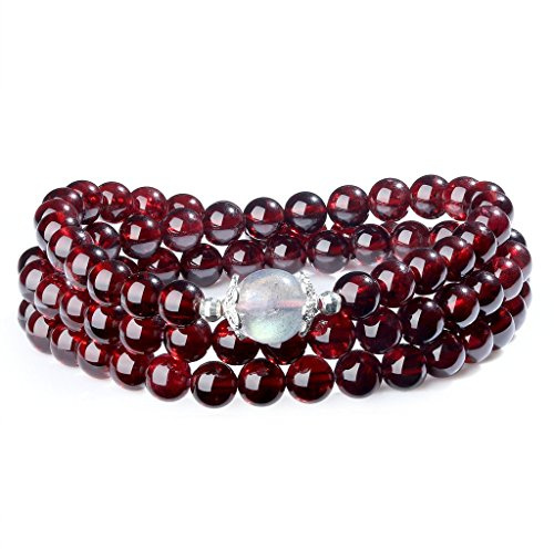 COAI Collier Pierres Véritables Grenat Labradorite Bracelet Multi-Tours Femme