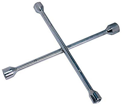 Kippen 1189 - Chiave a Croce per Auto in Acciaio Satinato con Bussole da 17, 19, 21 e 23 mm.