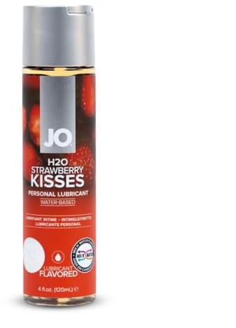 System JO - H2O Lubricant Strawberry Kisses 120 ml - wasserbasiertes Gleitmittel, schmeckt nach echten Erdbeeren, kondomsicher