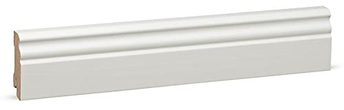 KGM Hamburger Sockelleiste Altberliner Profil – Weiß lackierte Fußbodenleiste aus Kiefer Massivholz – Maße: 2400 x 18 x 58 mm – 1 Stück