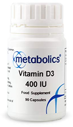 Metabolics Vitamin D3 400 IU Cholecalciferol 10µg Capsules 200% NRV — UK Made GMP Certified — Essential Vitamin D Supplement — Vegetarian — 90 Caps — 3 Month Supply