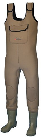 Shakespeare Sigma Wader en Néoprène Imperméable avec Bottes à Semelle à Crampons pour Homme et Femme. pour Pêcher du Bord et en RIVière, gris/vert