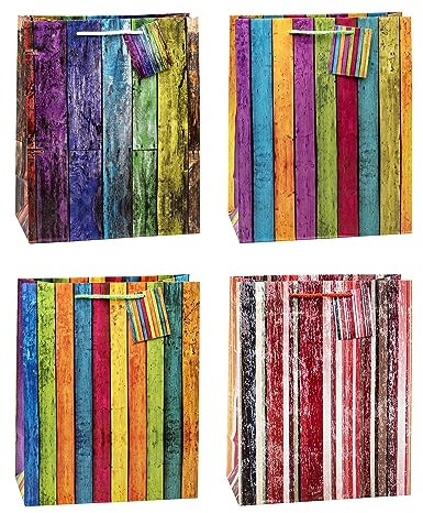 TSI Geschenktüten STREIFEN, 12er Packung, Größe: Groß (HxBxT 32 x 26 x 13,5 cm), Art.Nr. 84311