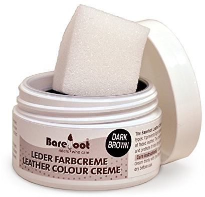 Barefoot Leder-Farbcreme Braun – 100 ml – Farbauffrischer & Pflege für alle Ledersorten – für Nubuk- & Softleder – mit Schwämmchen – pflegt, schützt & färbt nicht ab – ergiebig & einfach anzuwenden