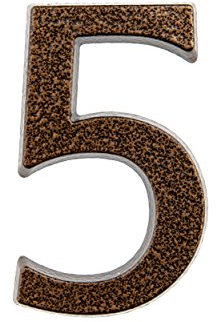 HUBER Hausnummer 5 aus Aluminium 10 cm I Hausnummern für Haus & Tür - Hausnummernschilder in edlem Antik Kupfer 3D Design, pulverbeschichtet