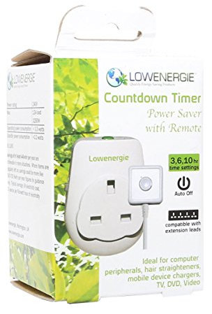 Lowenergie Energy saving countdown timer switch socket with remote wire, rundown auto power off 3,6,10hr, conserve electricity