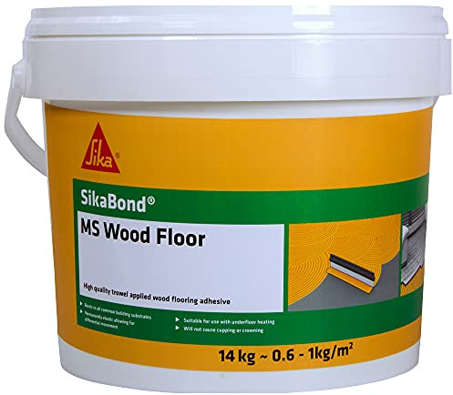 Sika SikaBond MS Wood Floor Adhesive – Solvent-Free – Elastic Formula – Ready to Use – Water-Free – Parquet Brown – 14kg