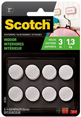 Scotch RF7060 Touch Fasteners x 5/8 in, White, Circles, 32, for Indoor Use