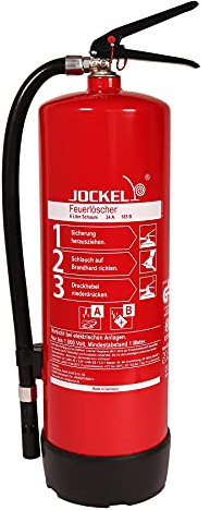 Jockel Feuerlöscher S6LJM 6615000 Bio34 plus Standard-Dauerdruck-Feuerlöscher, 6 l Schaum
