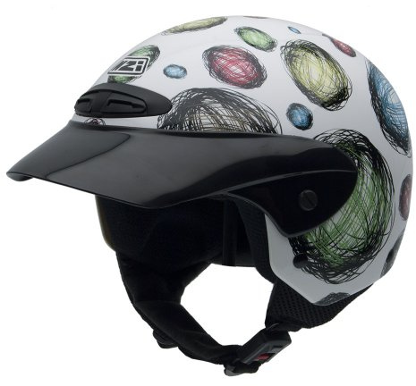 NZI Single Jr II Graphics Motorcycle Helmet, Coloured Spheres/White Background, 52-53
