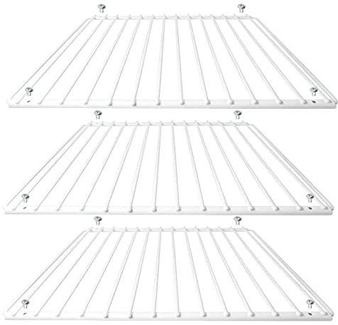 SPARES2GO Étagère de réfrigérateur compatible avec réfrigérateur congélateur Daewoo (lot de 3 étagères, blanches, réglables, revêtues de plastique, bras extensibles)