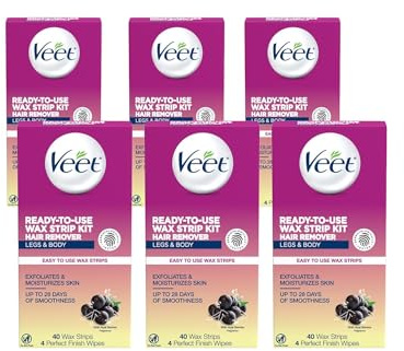 Veet Leg and Body Hair Remover Cold Wax Strips, 40 ct (Pack of 6)