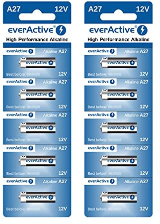 10 x A27 12V everActive Alkaline-Batterien A27 27A LR27A MN27 L828 Fernbedinung