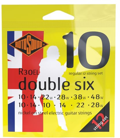 Rotosound Roto guitarra eléctrica 7 a 12 cuerdas juego niquelado 12 cuerdas Regular 10-48 R30EL