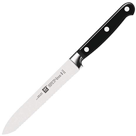ZWILLING Professional S Universalmesser, Klingenlänge 13 cm, Schmales Klingenblatt mit Welle, Rostfreier Spezialstahl/Kunststoff-Griff mit Nieten, Schwarz [Made in Germany]