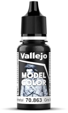 Vallejo Model Color Acrylfarbe Grau (Gunmetal Grey) Matt, 18 ml. Autonivellierend und BSL-System für Modellbau und Figuren.