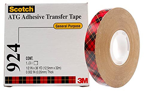 Scotch 924 ATG Adhesive Transfer Tape, 1/2 Width, 60 yd Length, Clear (Pack of 1)