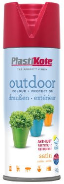 Plasti-kote 18107 400ml Outdoor Satin Spray - Real Red