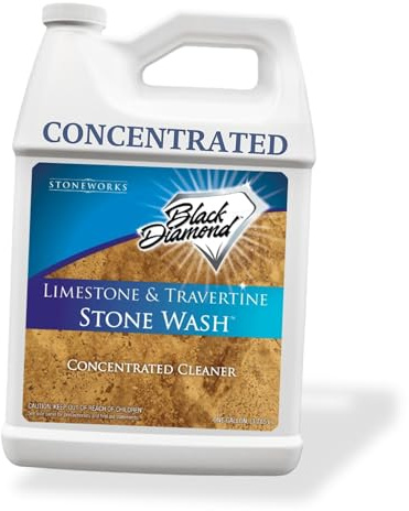 Black Diamond Stoneworks Natural Stone Cleaner - Limestone, Slate & Travertine Cleaner - Natural Stone Shower Cleaner for Marble - Concentrated PH Neutral Stone Floor Cleaner - 1-Gallon.