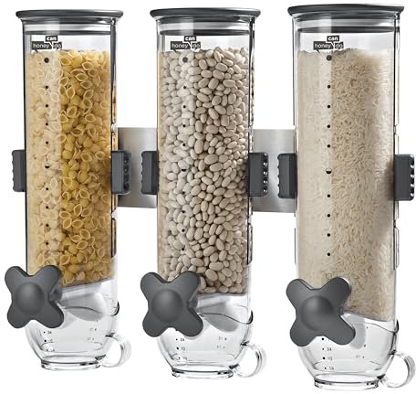 Honey Can Do Zevro KCH-06139 Indispensable SmartSpace Wall Mount Triple Dry-Food Dispenser by ZevrO